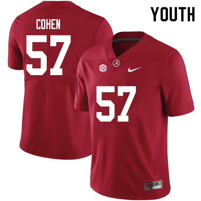 Alabama Crimson Tide Youth Javion Cohen #57 Crimson NCAA Nike Authentic Stitched 2020 College Football Jersey AR16Y66SV